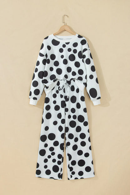 Khaki Polka Dot Relaxed Pant Set