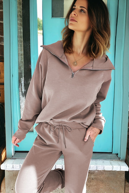 Half-Zip Drawstring Pant Set