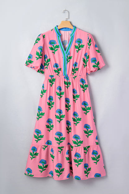 Garden Striped Floral Plus Size Maxi Dress