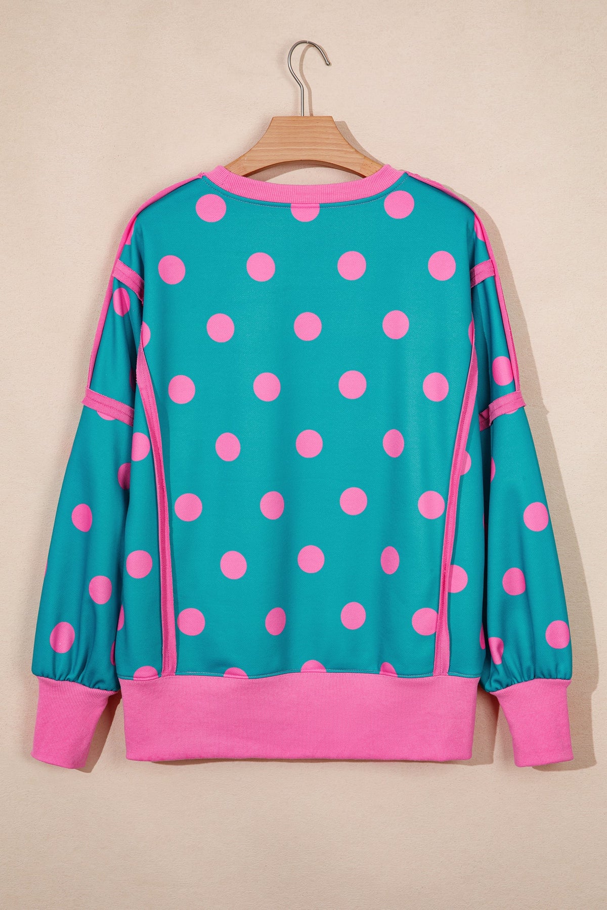 Polka Dot Contrast Reverse Seam Baggy Sweatshirt