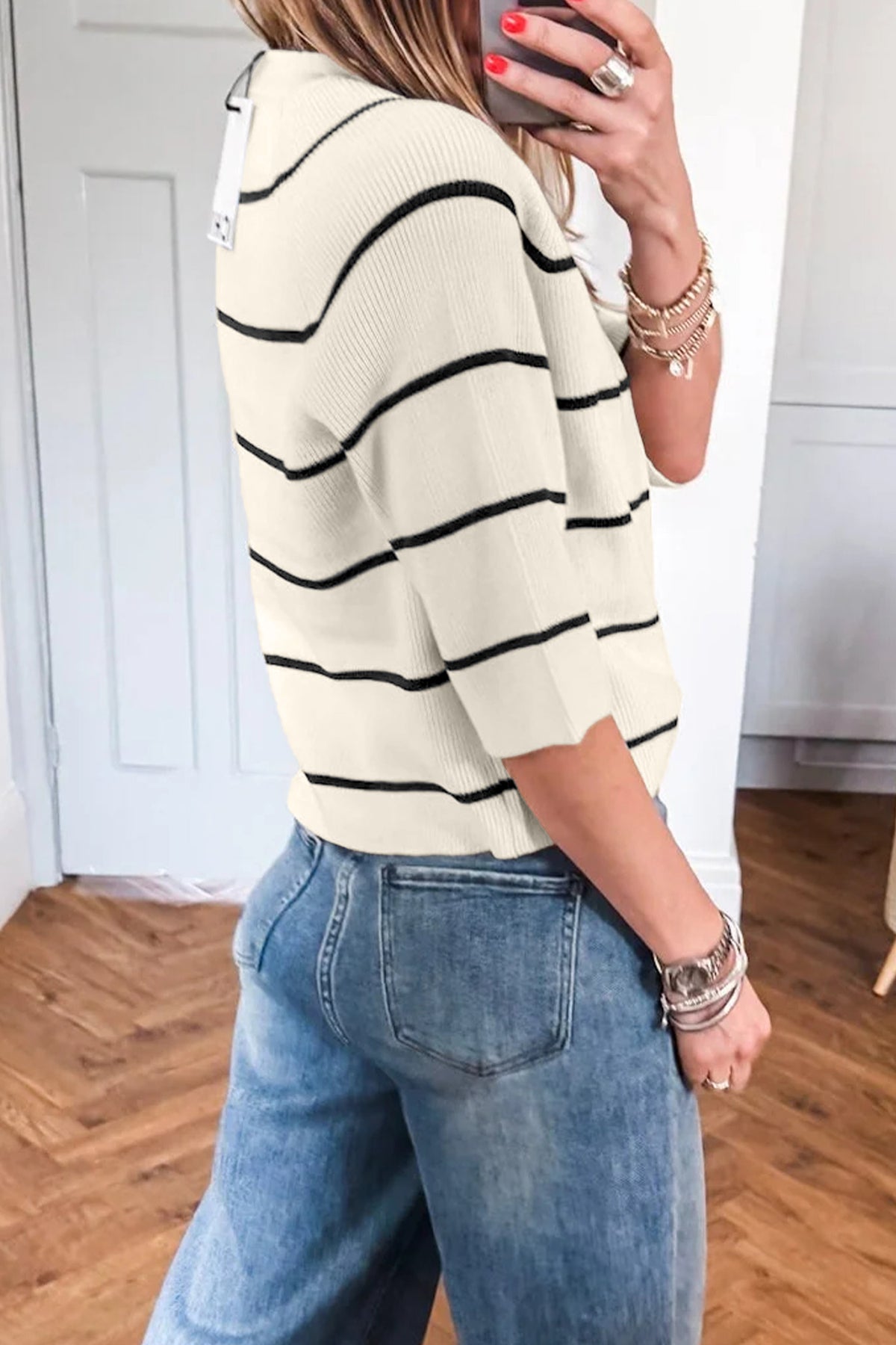 Seaside Stripe Short-Sleeve Sweater