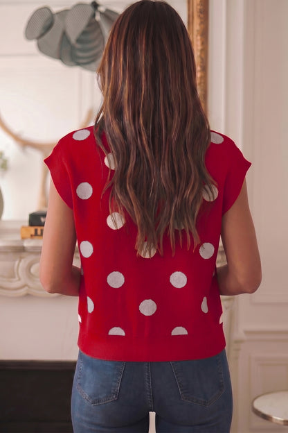 Cherry Dot Button Sweater Vest