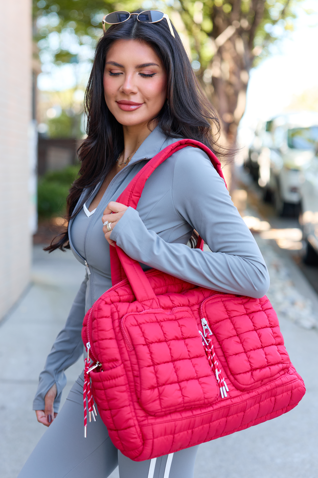 Haylie Red Quilted Weekender Bag — product image 2