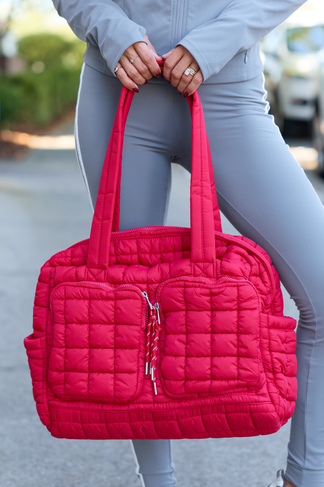 Haylie Red Quilted Weekender Bag