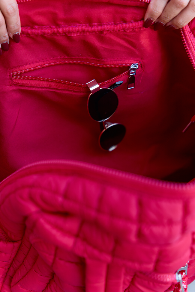 Haylie Red Quilted Weekender Bag — product image 4