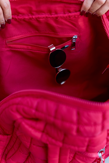 Haylie Red Quilted Weekender Bag — product image 4