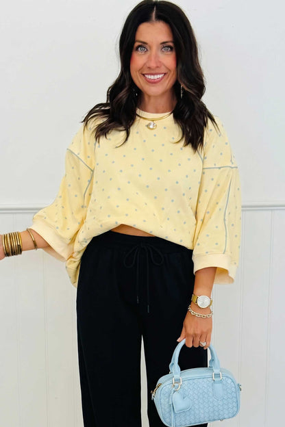 Polka Dot Piped Relaxed Top