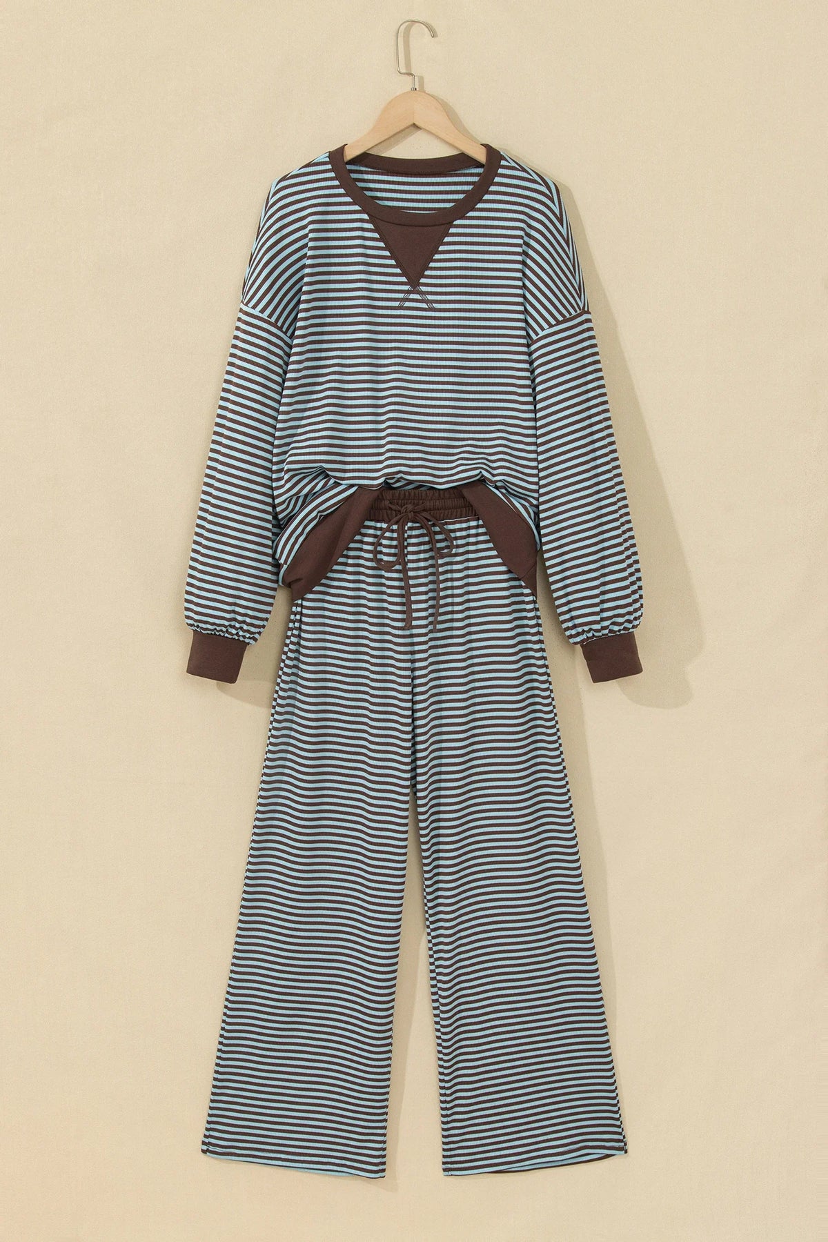 Stripe Drop Shoulder Loose Top & Pants Set — product image 2