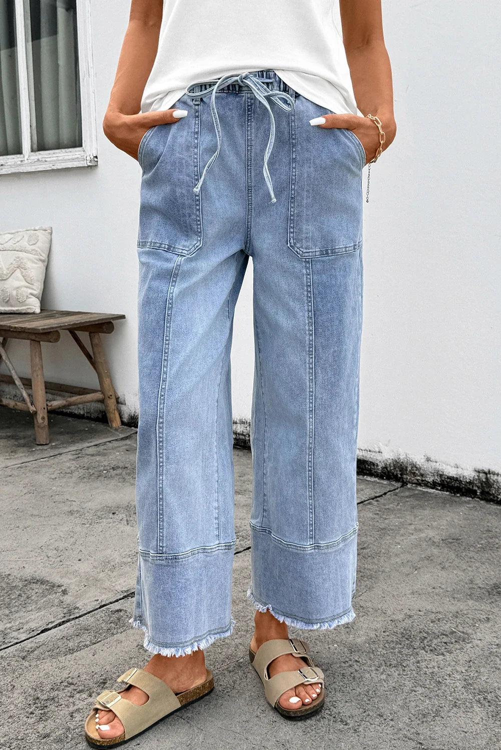 Beau Blue Drawstring Denim