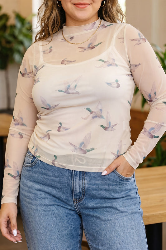 Marsh Duck Mesh Plus Size Blouse