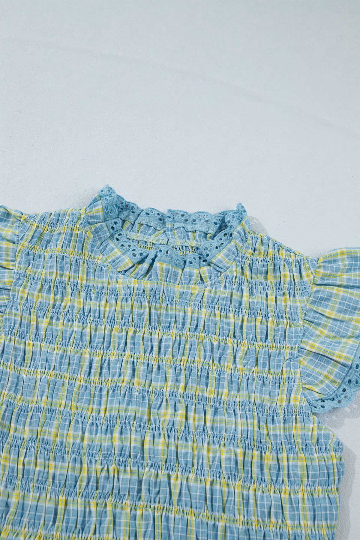 Gingham Lace-Trim Tank