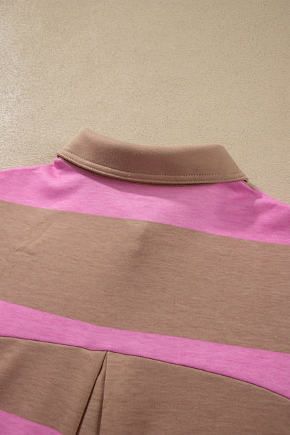 Rose Stripe Button Shift Dress