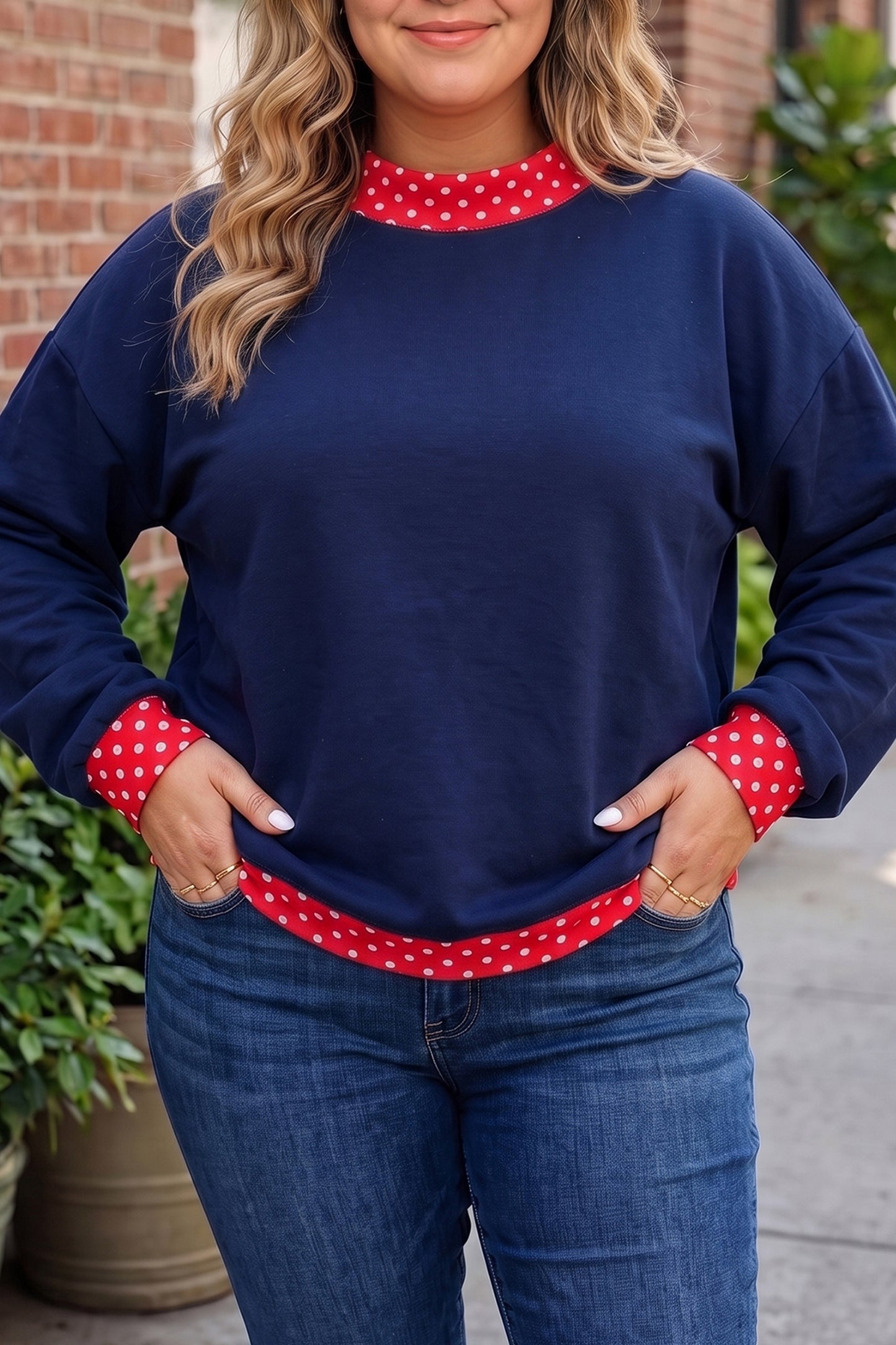 Field Day Polka Dot Plus Size Sweatshirt