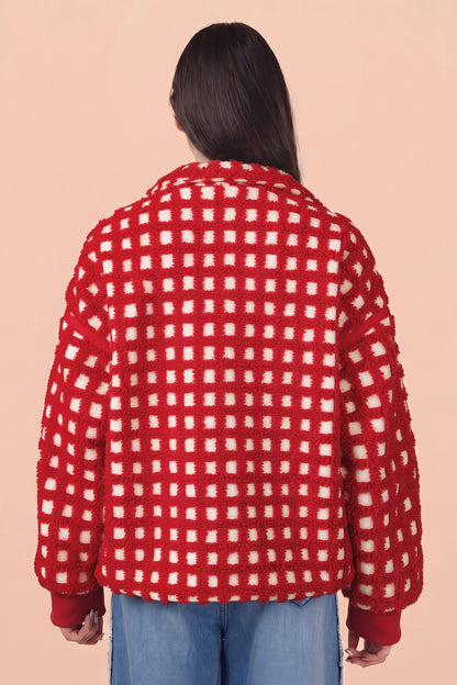 Red Pine Plaid Sherpa Jacket