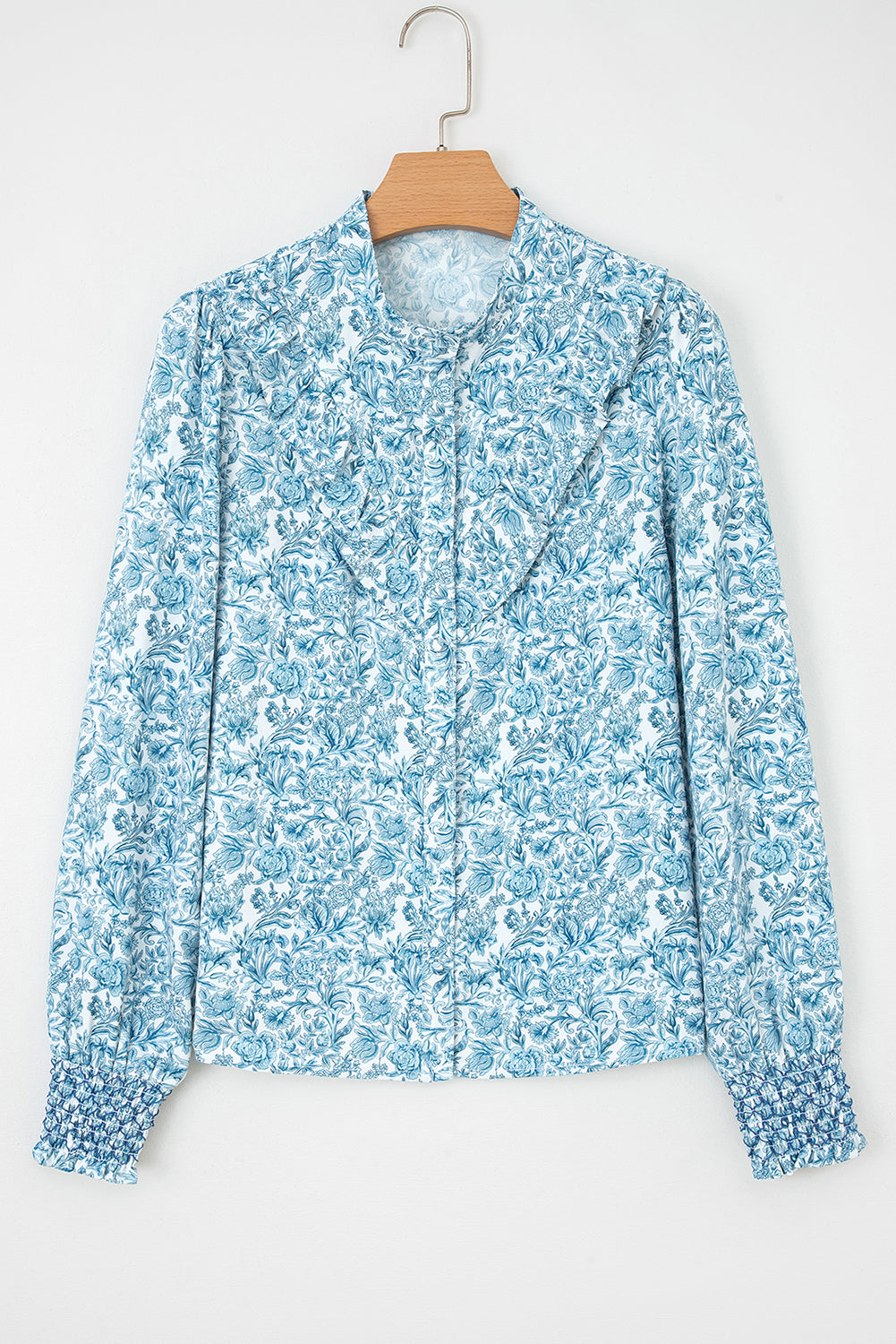 Allover Floral Puff-Sleeve Shirt
