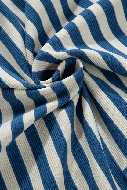 Striped Pocket Notch-Neck Top