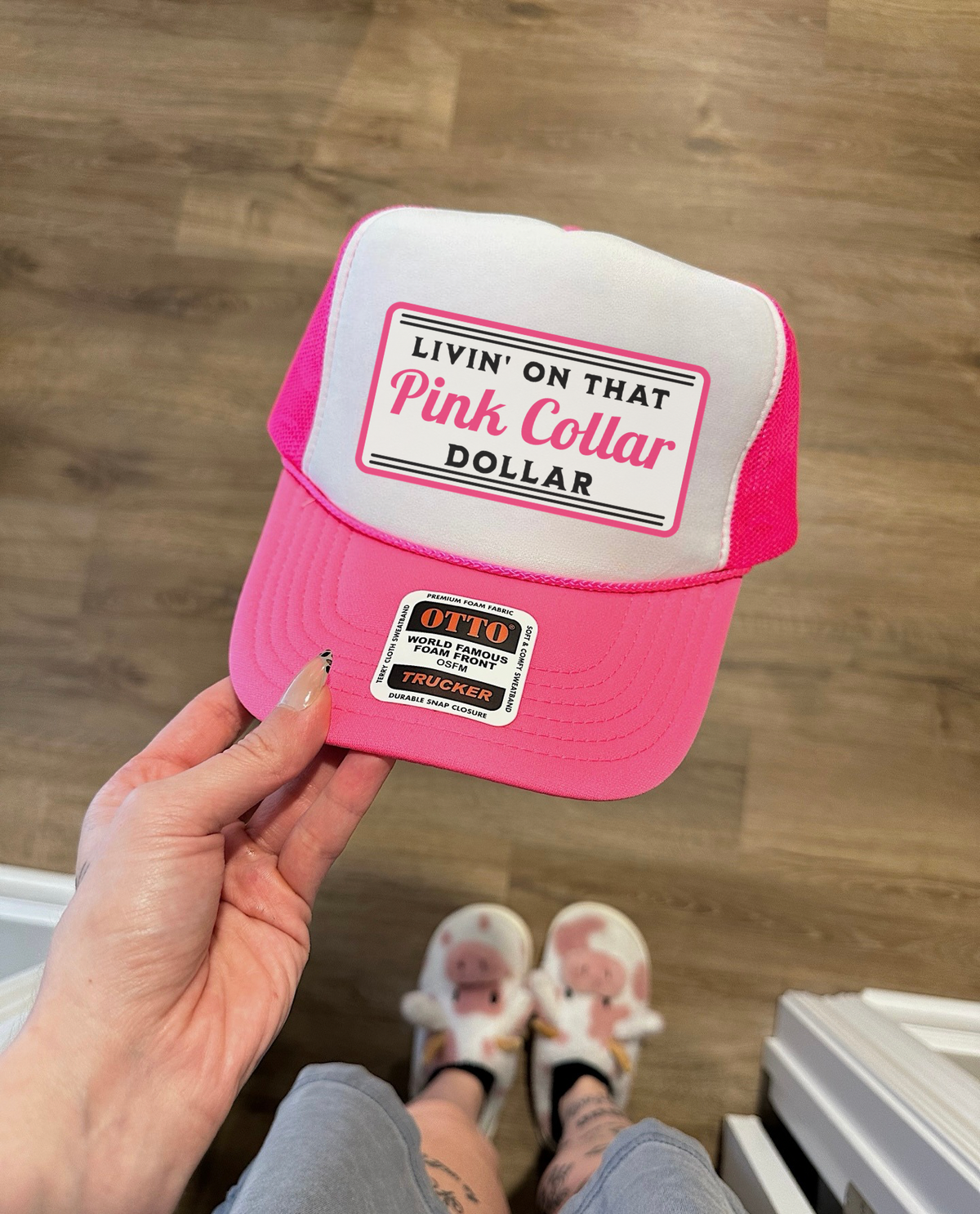 Pink Collar Dollar Trucker Hat