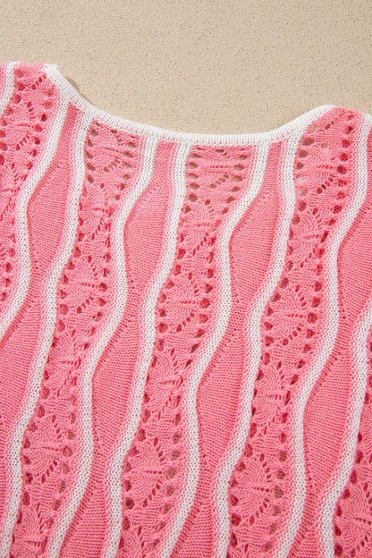 Cloud Nine Wavy Eyelet Knit Sweater