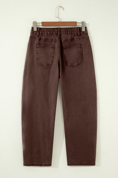 Patch-Pocket Ankle Barrel Jeans