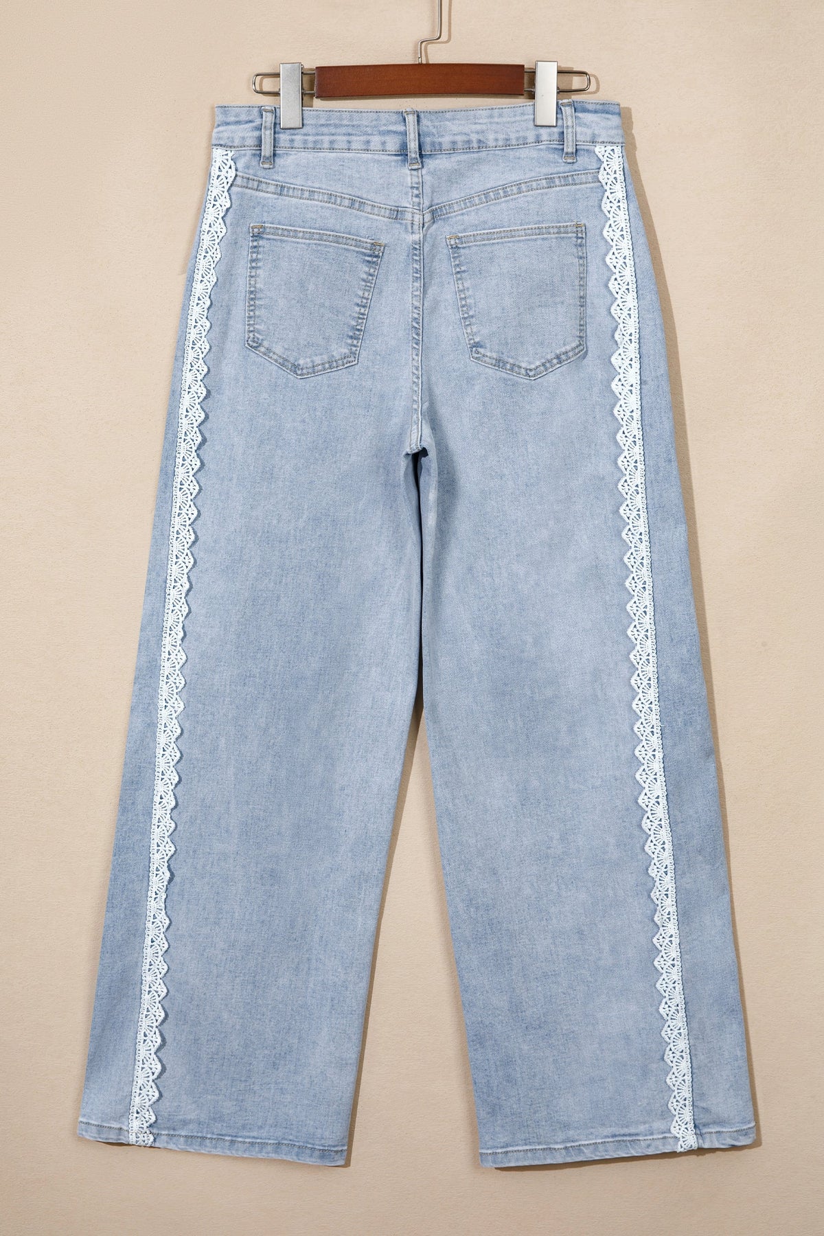 Lace Trim Side Stripe Straight Leg Jeans — product image 5
