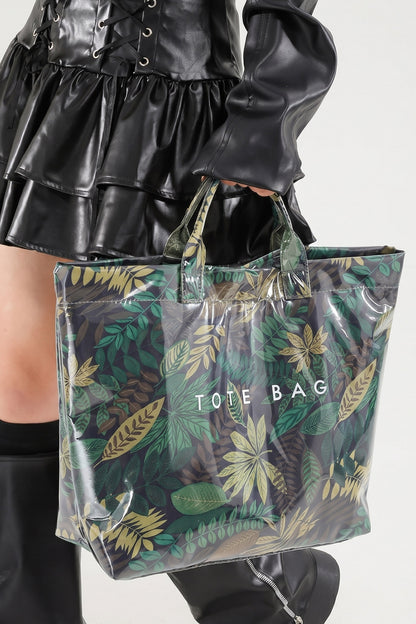 Palm Grove Tropical Print Travel Tote