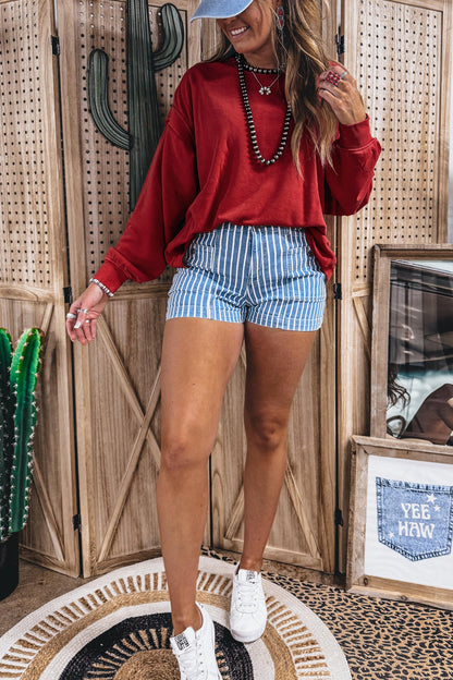 Cutout-Back Drop-Shoulder Sweatshirt