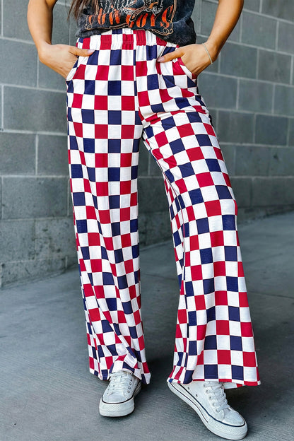 Wild Card Checked Wide Leg Pants