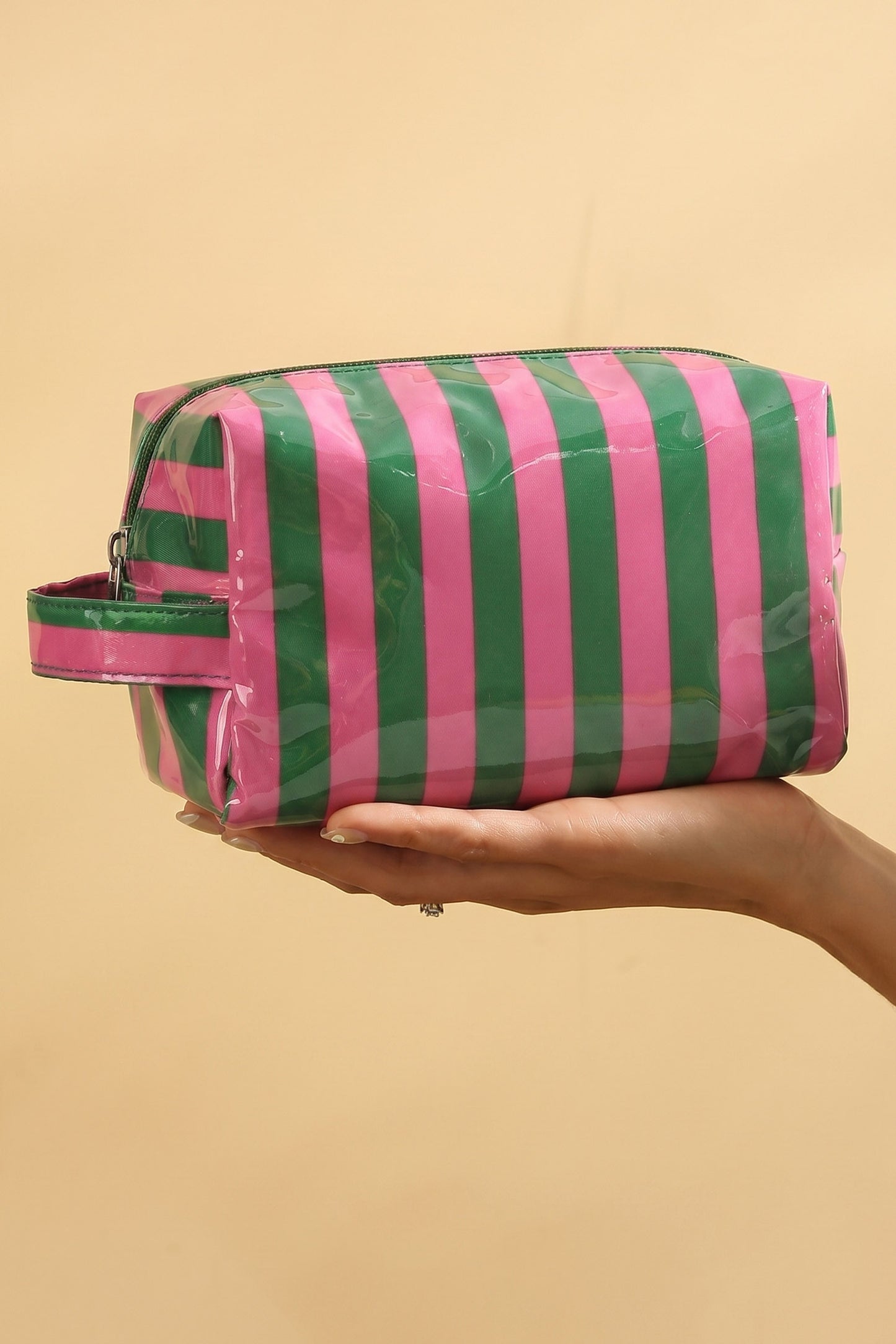 Sunlit Striped PVC Cosmetic Bag