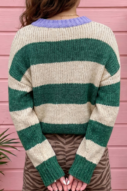 Cider Striped Drop Shoulder Sweater