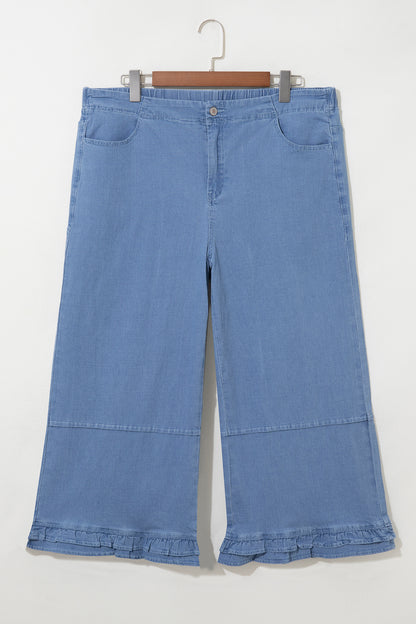 Bluebell Ruffle-Hem Wide Leg Jeans