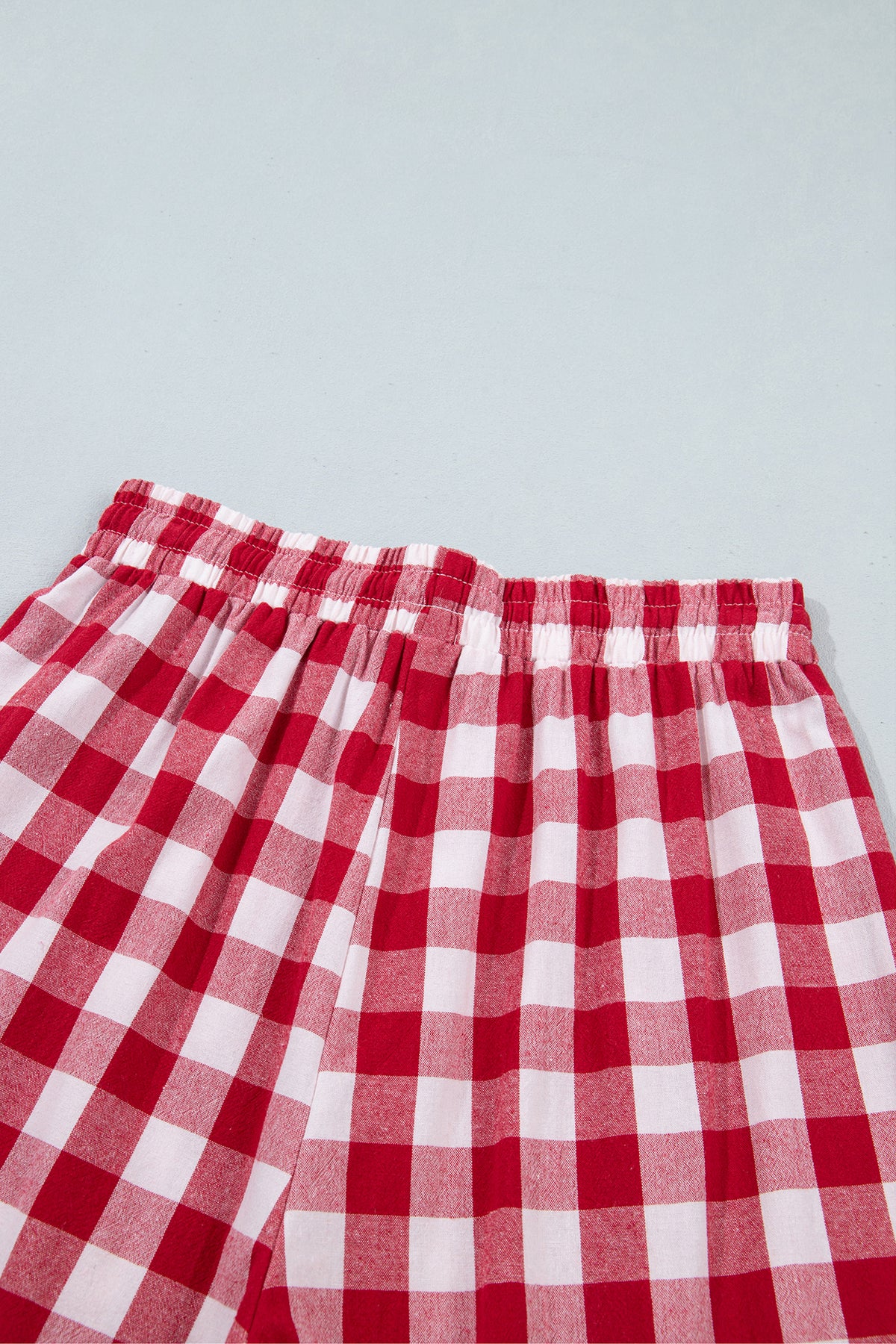 Gingham Plaid Tie-Waist Pants