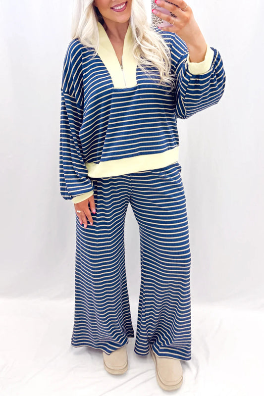 Blue Stripe Easygoing Pants Set