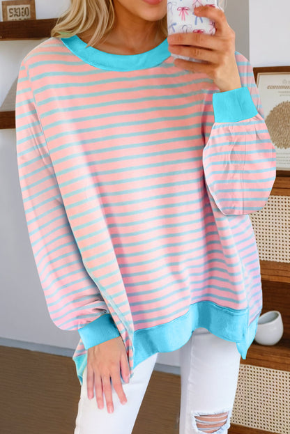 Striped High-Low Tunic Sweatshirt