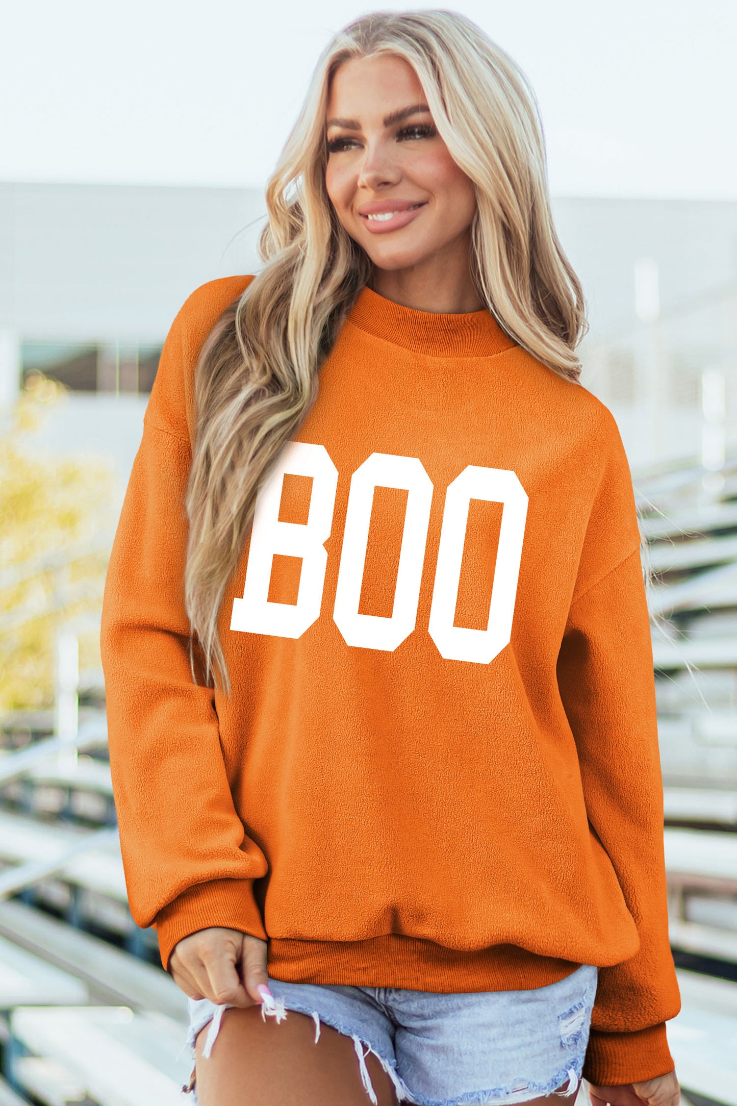 Spooky Boo Reversible Mock Neck Sweatshirt