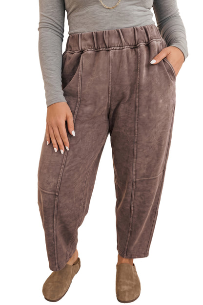 Coffee Mineral Wash Barrel Pants