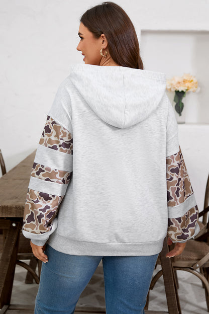 Light Grey Camo Patchwork Hoodie
