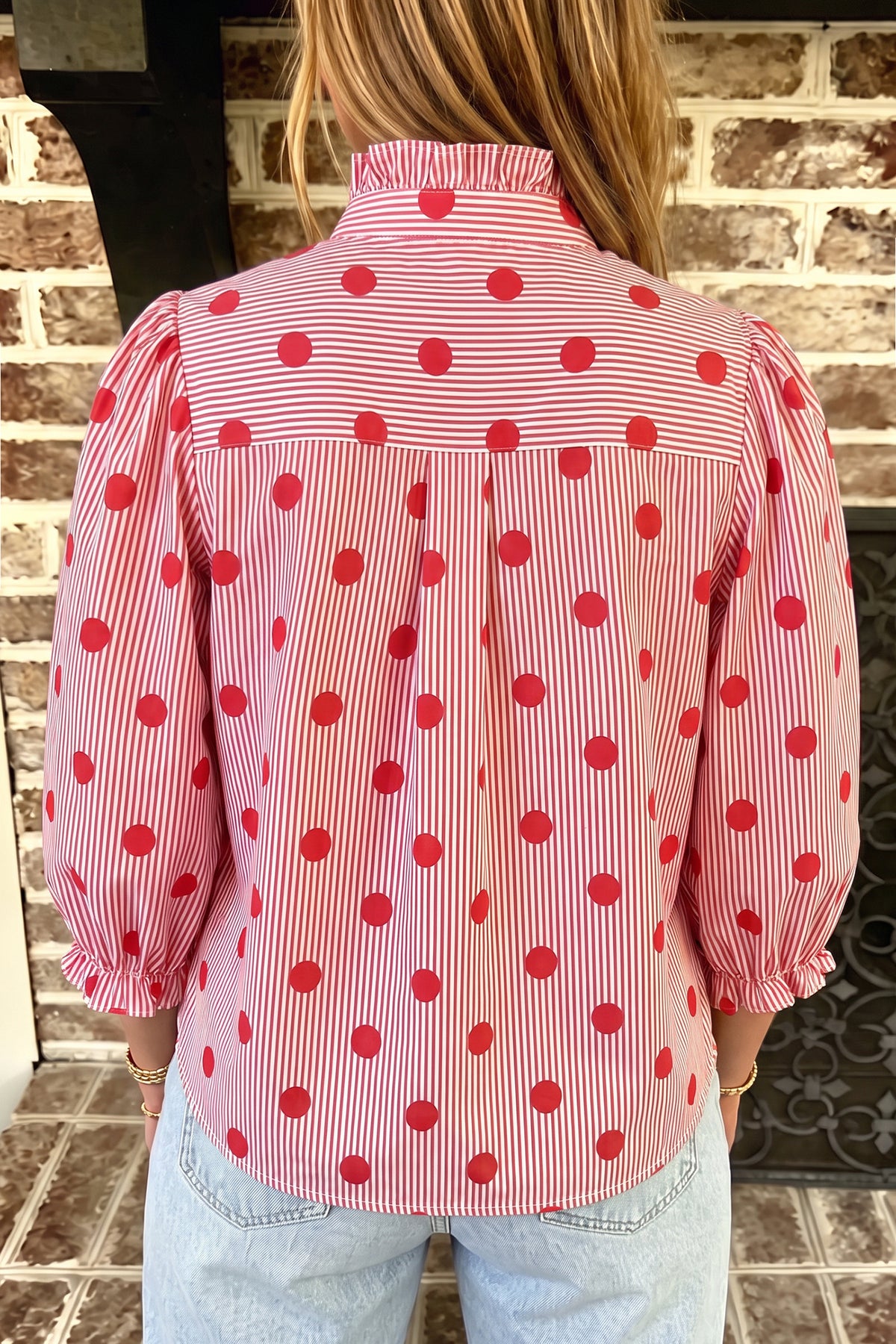 Polka Dot Ruffle Blouse
