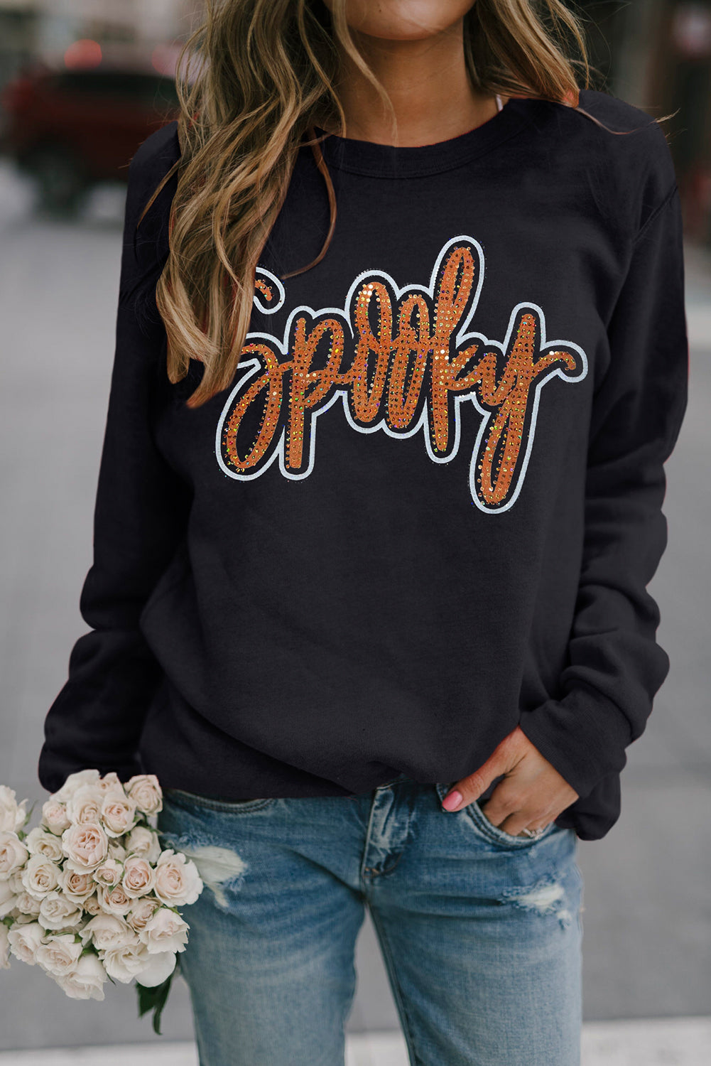 Spooky Sparkle Rhinestone Sweatshirt