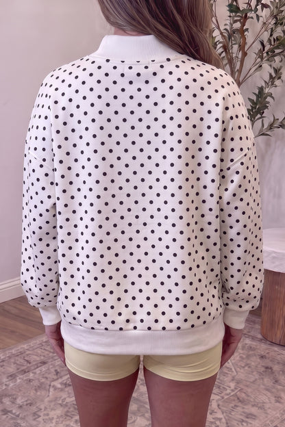 Polka Dot Mock-Neck Sweatshirt