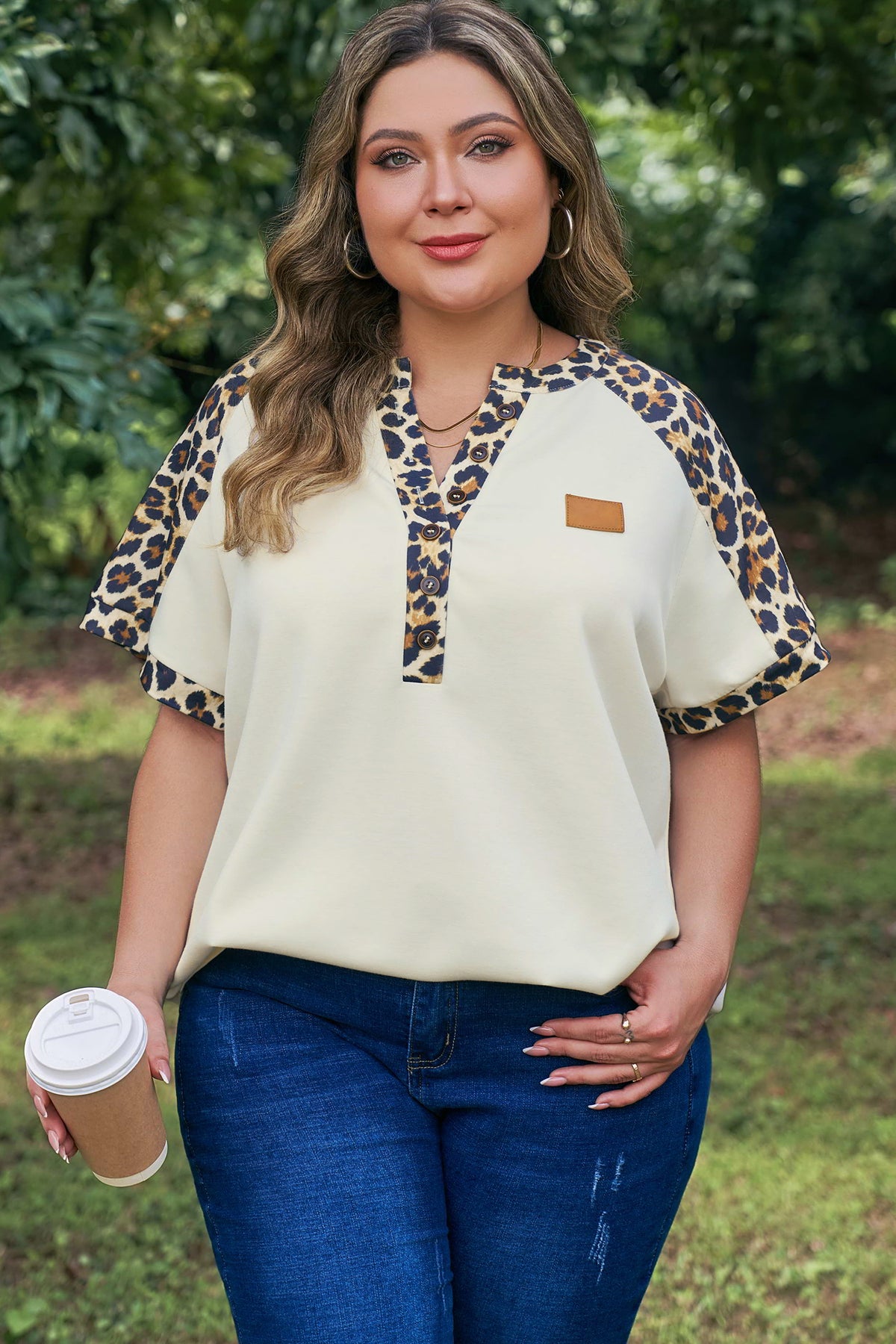 Beige Leopard Polo Tee