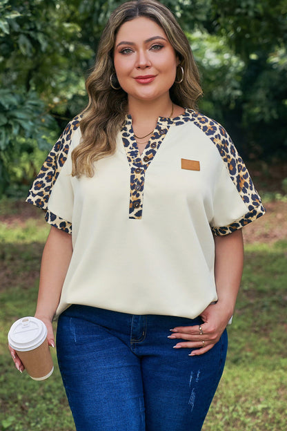 Beige Leopard Polo Tee
