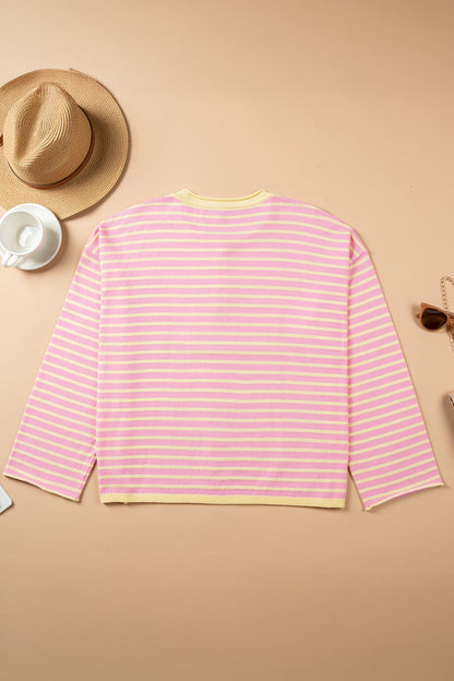 Plus Size Striped Henley Sweater — product image 3