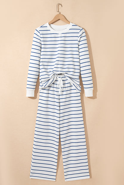 Sail Blue Stripe Wide-Leg Pant Set