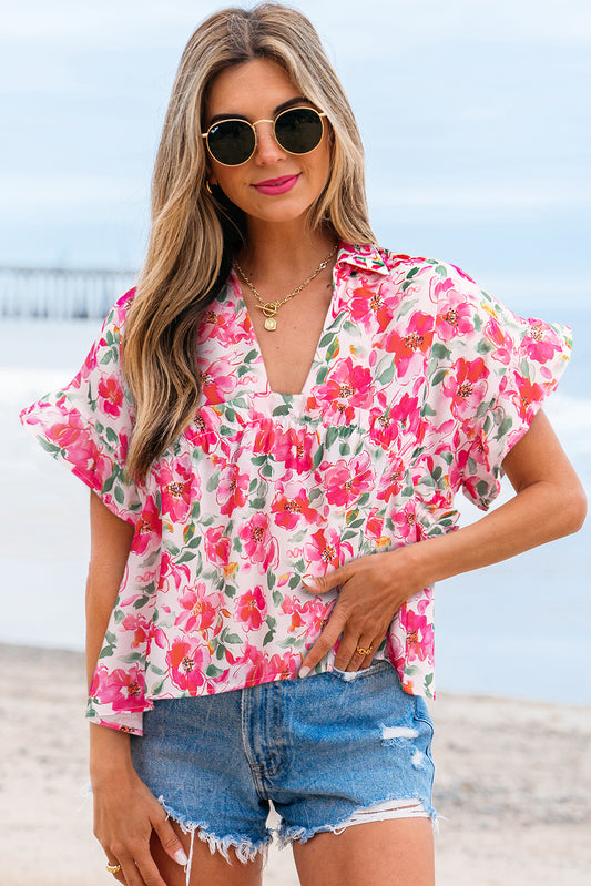 Garden Ruffle Floral Blouse