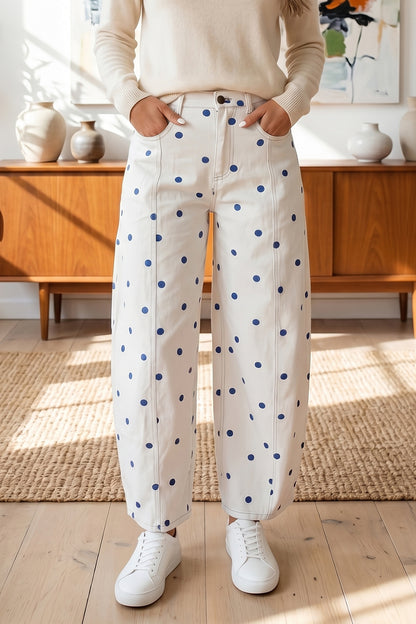 Peach Stand Polka Dot Barrel Jeans