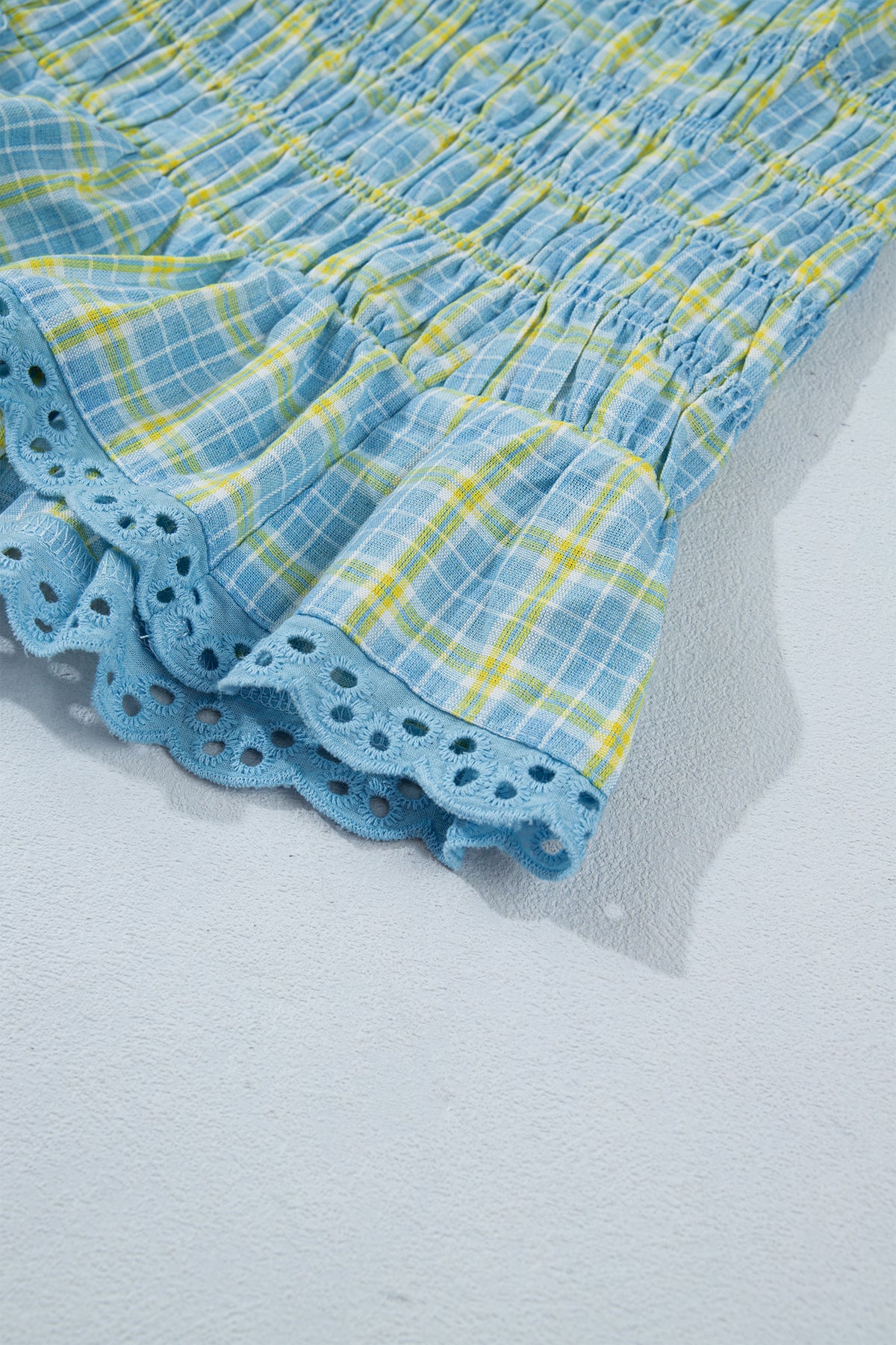 Gingham Lace-Trim Tank