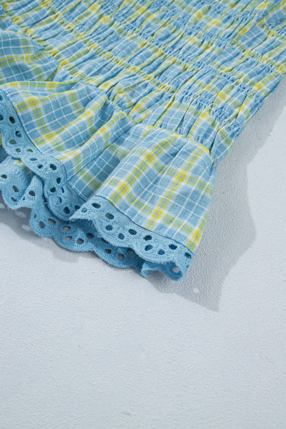 Gingham Lace-Trim Tank