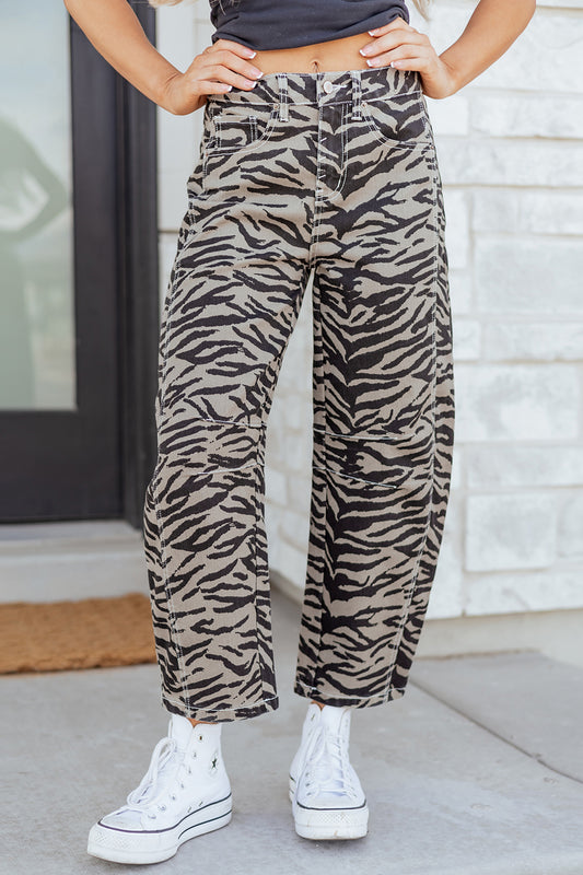 Smoke Zebra Barrel Jeans