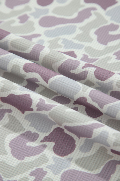 Plus Size Camo Waffle Shorts Set