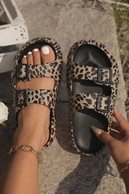 Wildflower Leopard Buckle Slippers